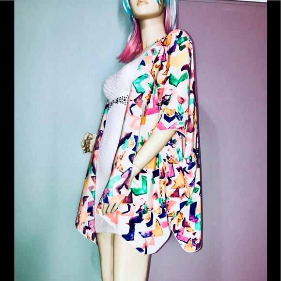 PAINTED THREADS • Abstract Print Open Kimono / (L) - Picture 3 of 6